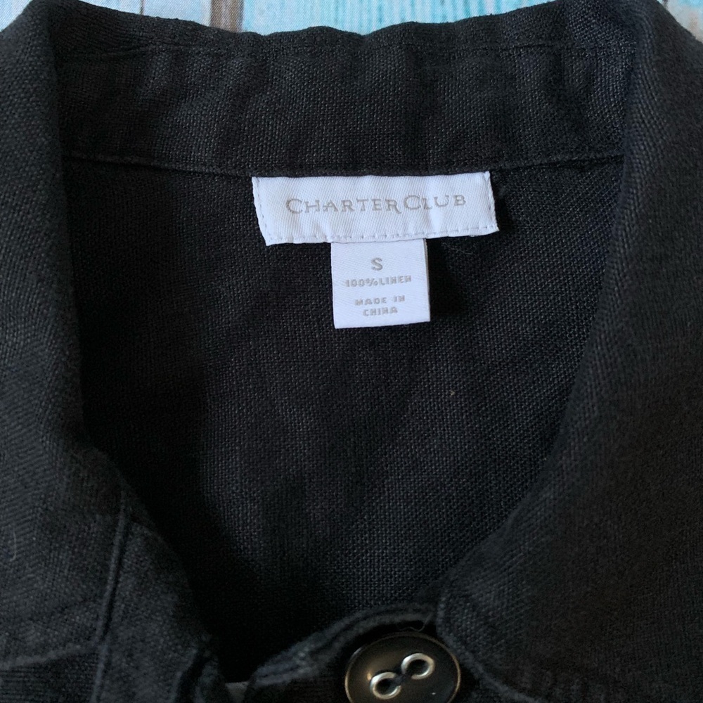 Charter Club Black 100% linen Jacket with Classic Design - Picture 6 of 7